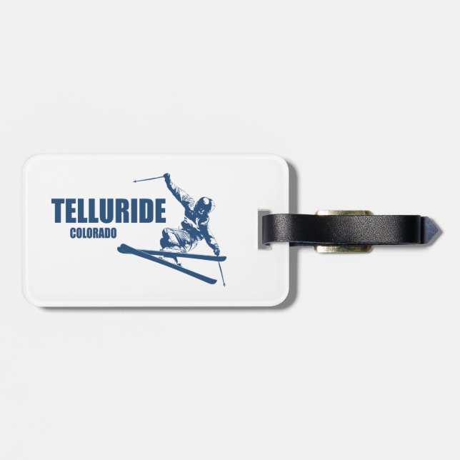 Telluride Colorado Skier Bagagebricka (Baksida Vågrät)