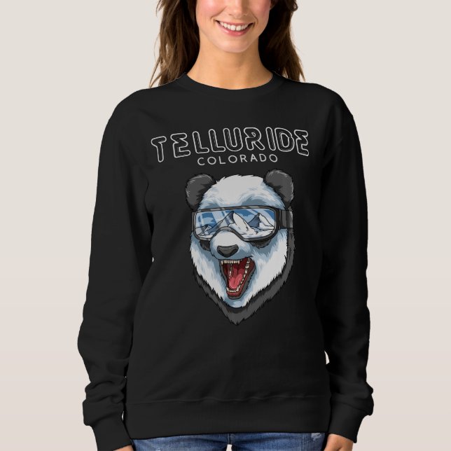 Telluride Colorado Usa Panda Ski T Shirt (Framsida)