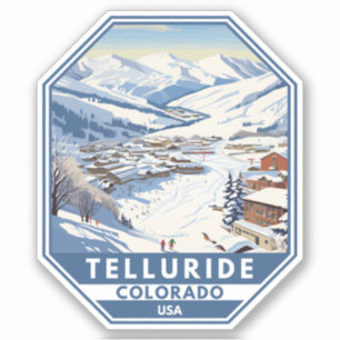 Telluride Colorado Winter Travel Art Vintage Klistermärken