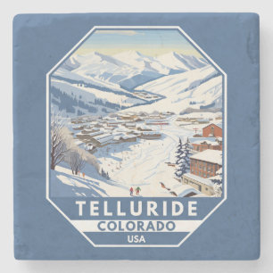 Telluride Colorado Winter Travel Art Vintage Stenunderlägg
