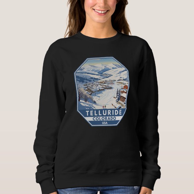 Telluride Colorado Winter Travel Art Vintage T Shirt (Framsida)
