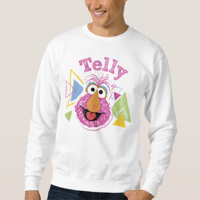 Telly Monster Rolig Grafik Lång Ärmad Tröja (Framsida)
