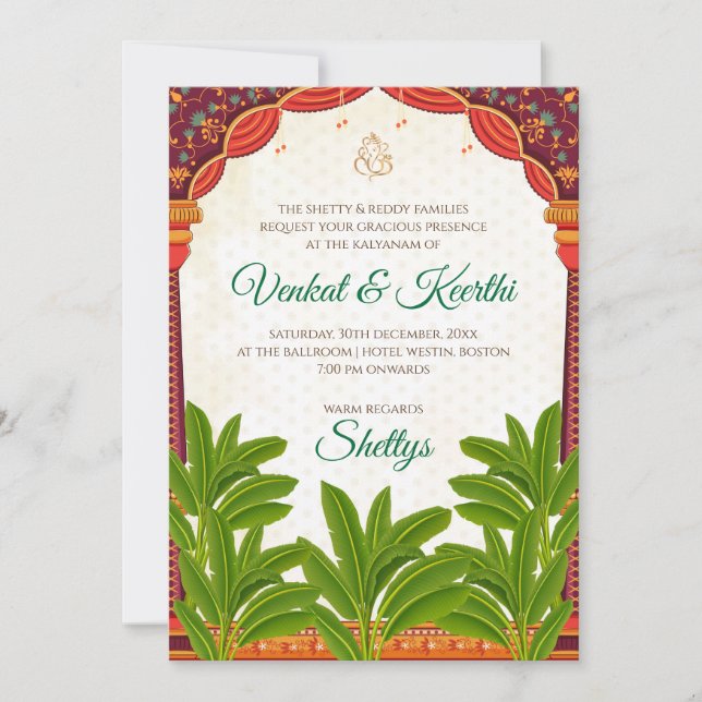 Telugu inbjudan (Digital South Indian bröllop-kort (Framsida)