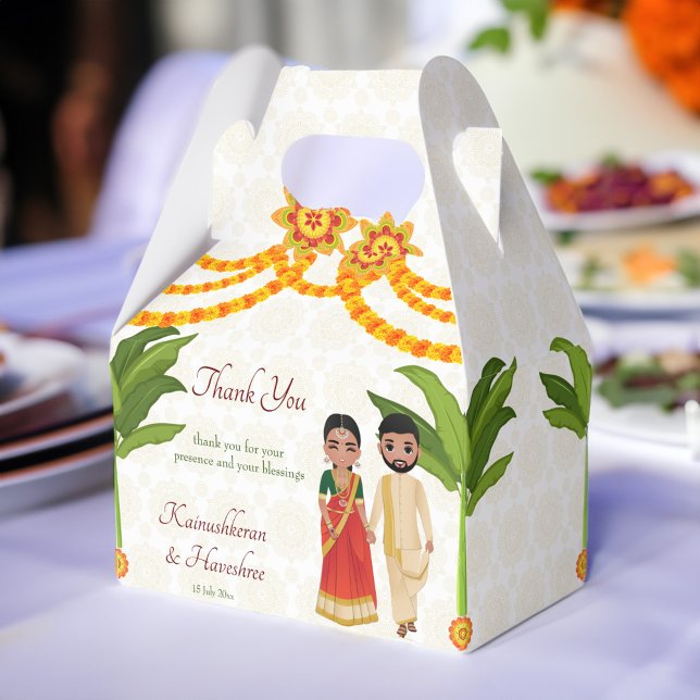 Telugu Tamil bröllop marigments Banan träd Presentaskar (Telugu Tamil wedding marigolds banana tree Favor Box)