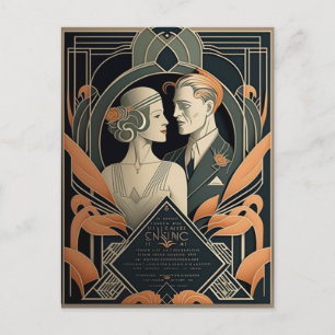 Tema Art Deco bröllop Vykort