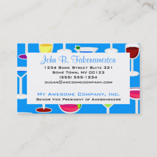 Tema Bartender/Alkoholdrycker - blått Visitkort