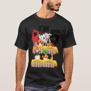 Tema Boskap 5:e födelsedagen Jag är 5 år gammal T Shirt
