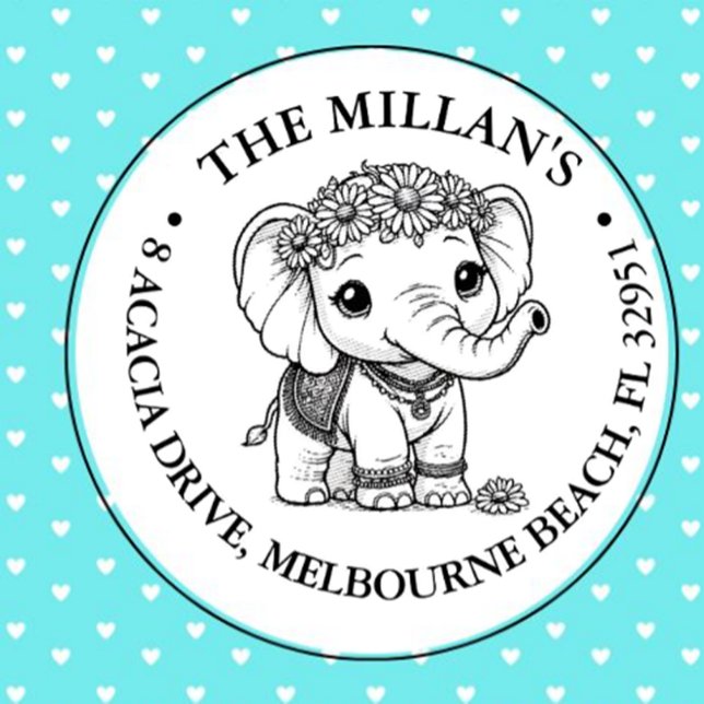 Tema Cute Baby Elephant Självfärgande Stämpel (Personalize gifts or crafts easily—order your cute stamp today!)