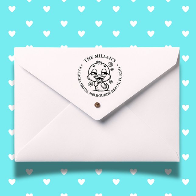 Tema Cute Blommigt Anka Självfärgande Stämpel (Personalize notes, crafts, and gifts effortlessly—add charm to every impression!)