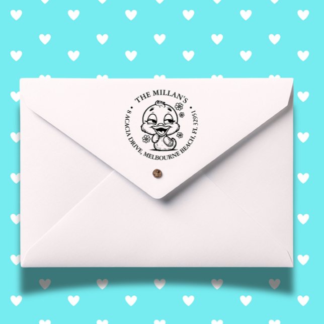 Tema Cute Blommigt Anka Självfärgande Stämpel (Brighten your day with a cute floral duck self-inking stamp)