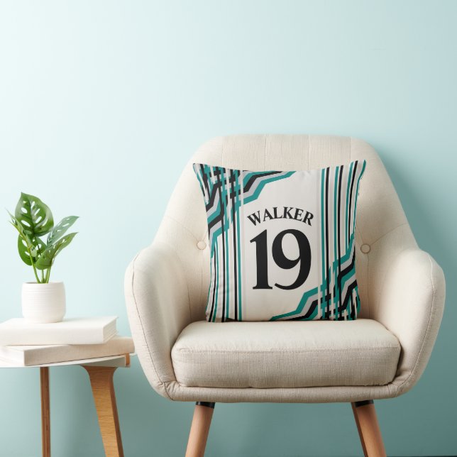 Tema dekorativ kudde i Teal and Black Sport (Stol)