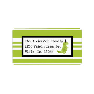 Tema Dinosaur Theme Grönt och Black Little Dino Adressetikett