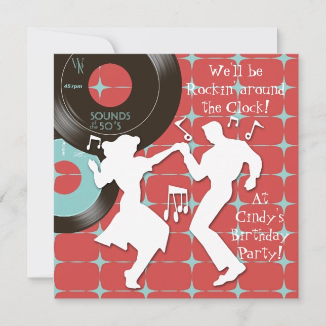 Tema Födelsedagsfest inbjudan 1950 (Framsida)