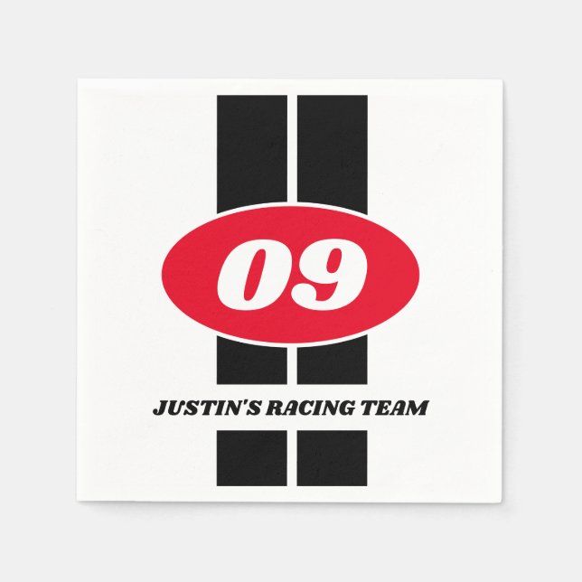 Tema för automatisk tävla Napkins för 9:e Födelsed Pappersservett (Framsidan)