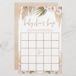 Tema för babydusbingo Pampas-gräs-boho