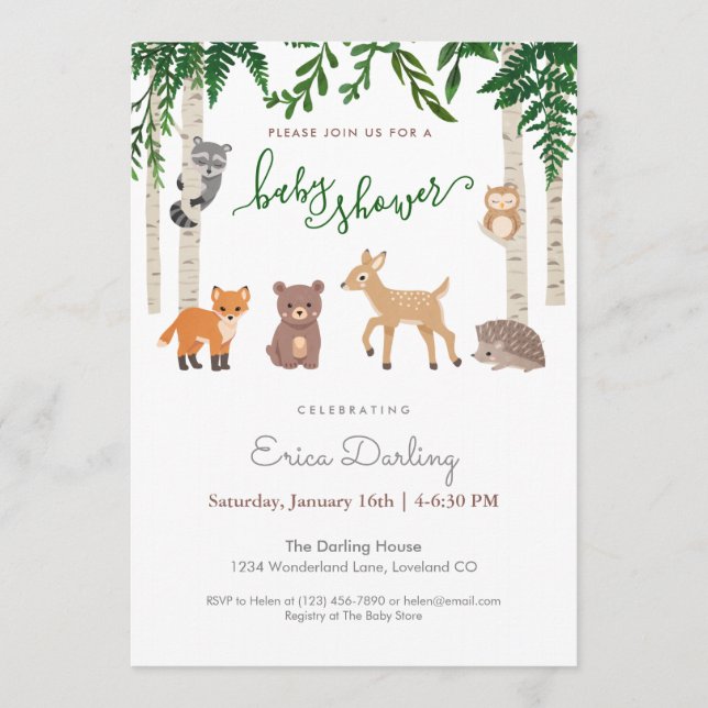 Tema för babyduschning i skogland | könsneutral program (Framsida)