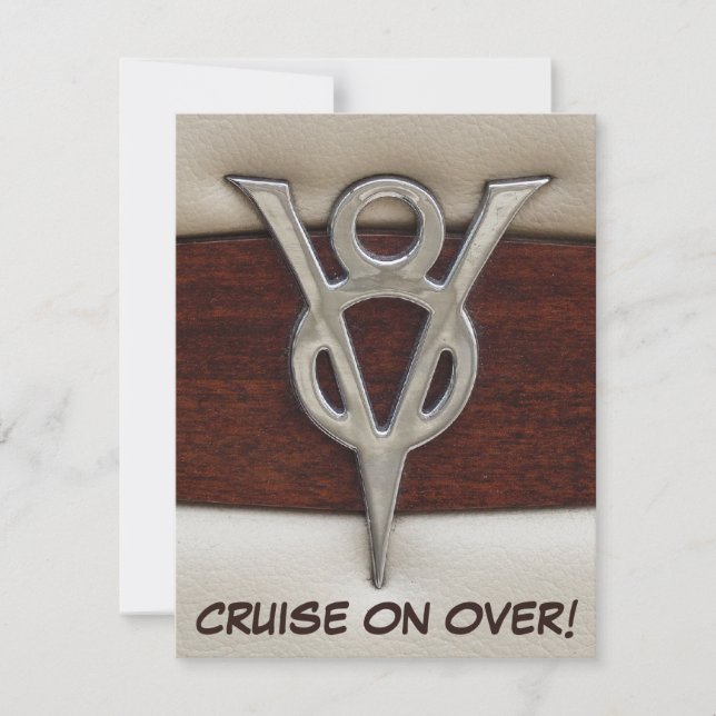 Tema för bil för Emblem för manarfödelsedagV8 krom Inbjudningar (Framsida)