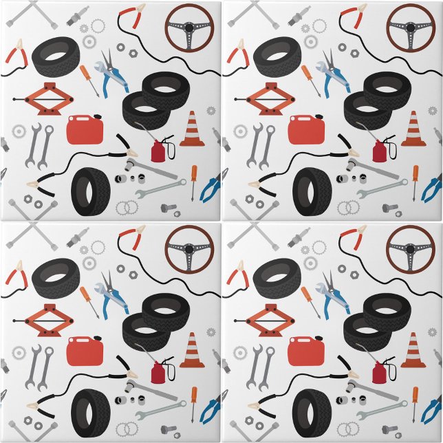 Tema för bilmekanik för Verktyg Kakelplatta (Car Mechanic Automotive Tools Theme Ceramic Tile)