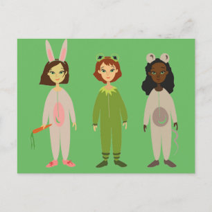 Tema för Cute Flickor pajama-vänner Vykort