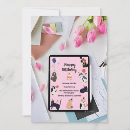 Tema för Cute Kattunge - födelsedagsinbjudan Inbjudningar