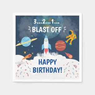 Tema för Cute Party Astronaut Födelsedag Pappersservett