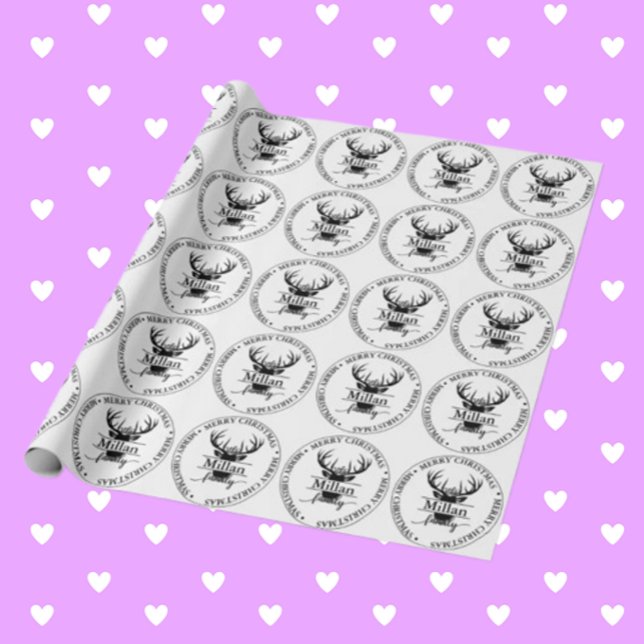 Tema för Familjens Jul Split Monogram Presentpapper (Make your gifts extra special with Family Christmas Split Monogram theme wrapping paper. )