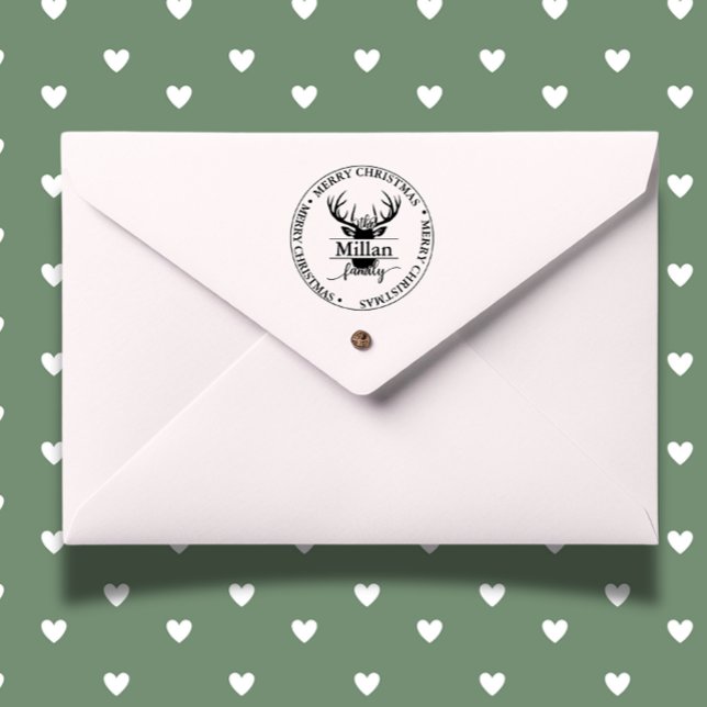 Tema för Familjens Jul Split Monogram Självfärgande Stämpel ( Make every card and gift extra special this festive season!)