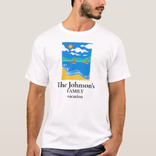 Tema för familjerörelse, strand eller sjö t shirt