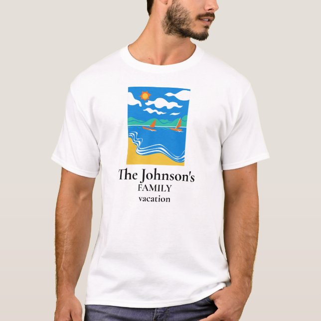 Tema för familjerörelse, strand eller sjö t shirt (Framsida)