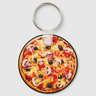 Tema för färsk svamp Topping Pizza Nyckelring