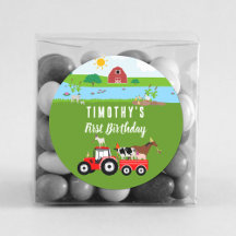 Tema för Födelsedagsfest av boskap och röd traktor