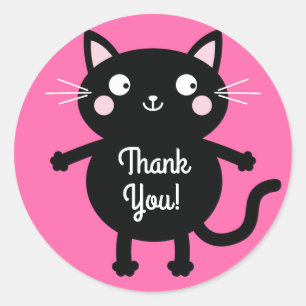 Tema för Födelsedagsfest av Cat Cute Barn Runt Klistermärke