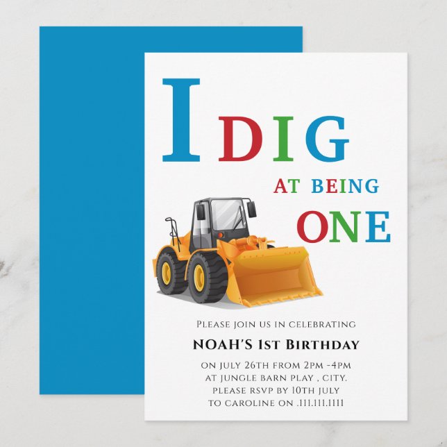 Tema för första födelsedagskalender inbjudningar (Fram/baksida)