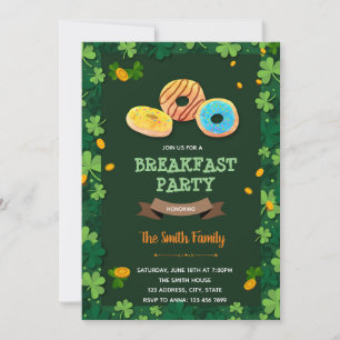 Tema för frukost för St Patrick donut Inbjudningar
