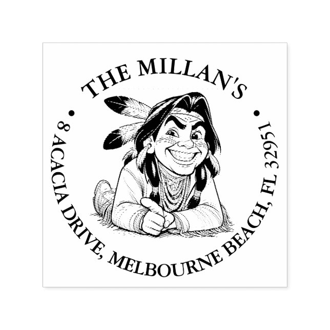 Tema för inhemsk amerikansk pojke självfärgande stämpel (Design)