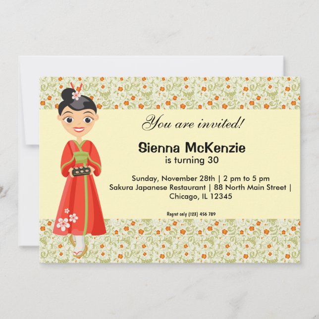 Tema för japansk födelsedag inbjudningar (Framsida)