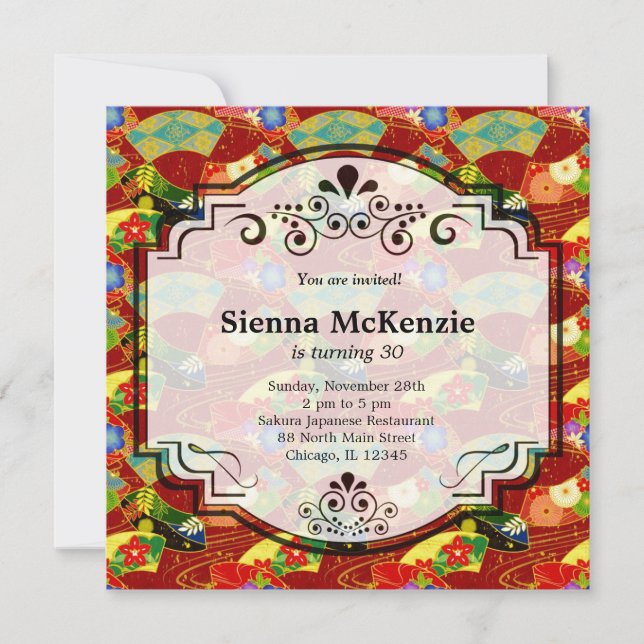 Tema för japansk födelsedag inbjudningar (Framsida)