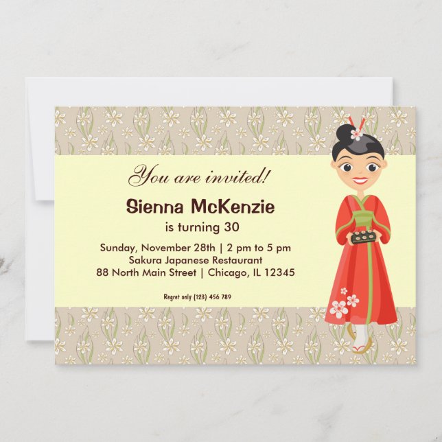 Tema för japansk födelsedag inbjudningar (Framsida)