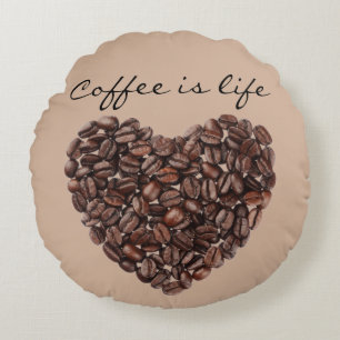 Tema för kaffebönor rund kudde