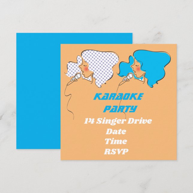 Tema för Karaoke singel retro party Inbjudningar (Fram/baksida)