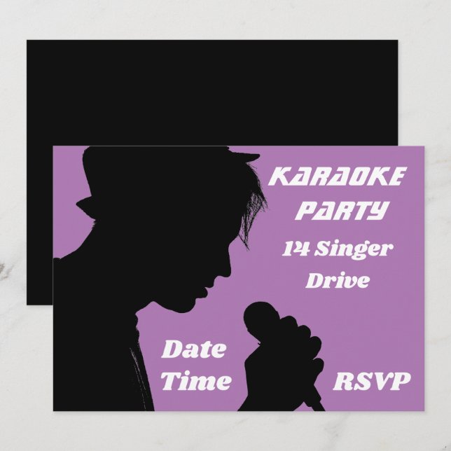Tema för Karaoke singel retro party Inbjudningar (Fram/baksida)