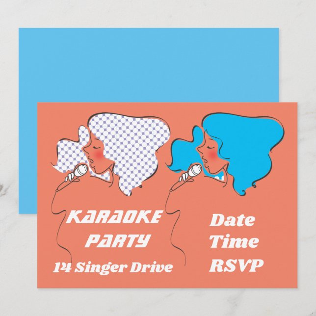 Tema för Karaoke Sjunkande party Inbjudningar (Fram/baksida)