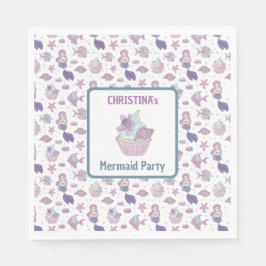 Tema för Lila Sjöjungfru Födelsedagsfest Sea Pappersservett