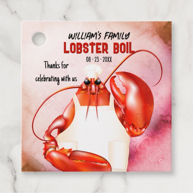 Tema för Lobster Chef Seafood Gåvor Etiketter (Framsida)