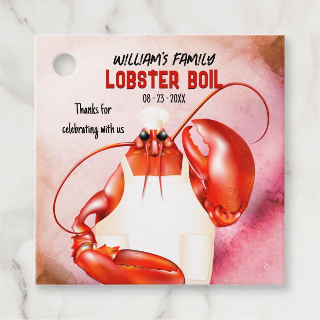 Tema för Lobster Chef Seafood Gåvor Etiketter (Framsida)