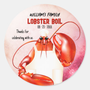 Tema för Lobster Chef Seafood Runt Klistermärke