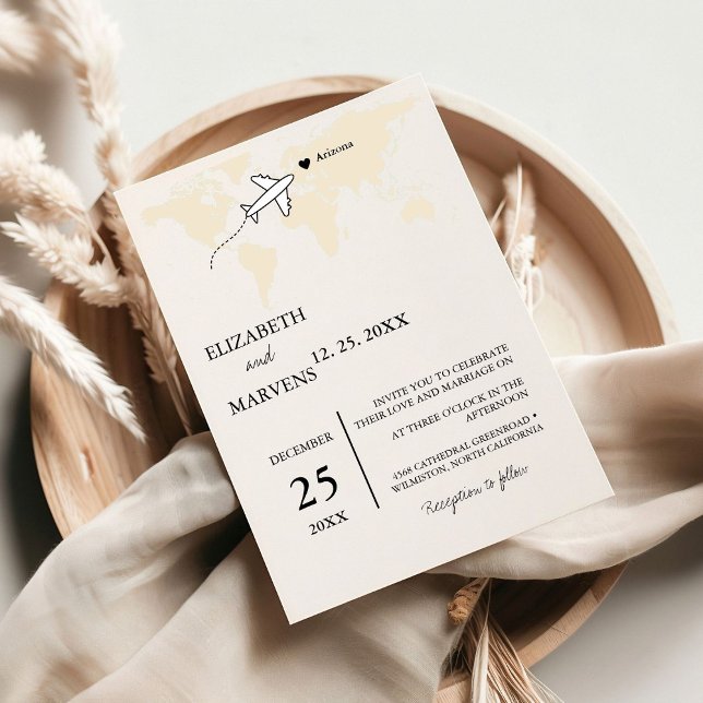 Tema för målresor världskarta över Bröllop-inbjuda Inbjudningar (Skapare uppladdad)