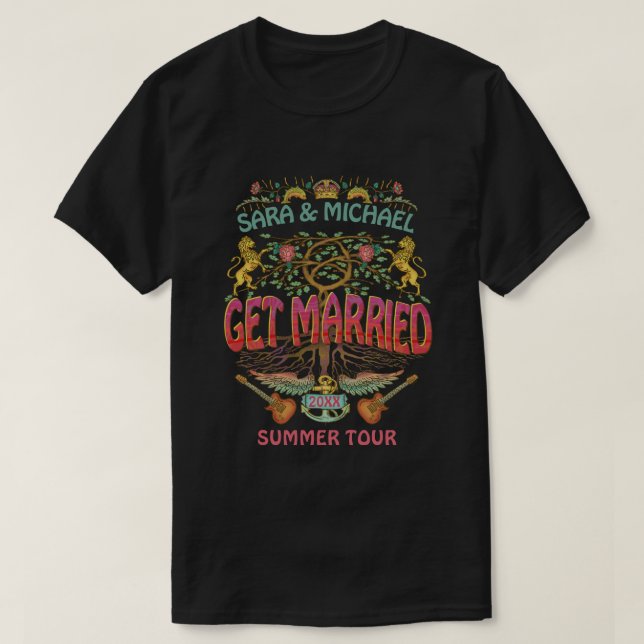 Tema för marin Logotyp av bandkonst i Bröllop 70-t T Shirt (Design framsida)