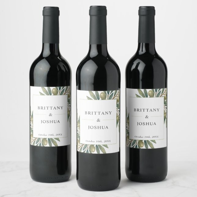 Tema för Medelhavet Olive Bröllop Vinflaska Etikett (Flaskor)