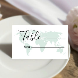 Tema för monogramdestinationsresa bröllop placeringskort